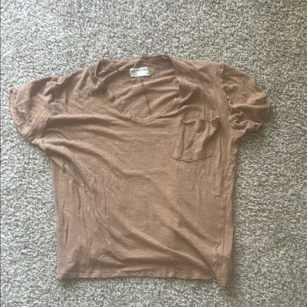 We The Free Brown Short Sleeve Tee Relaxed Fit